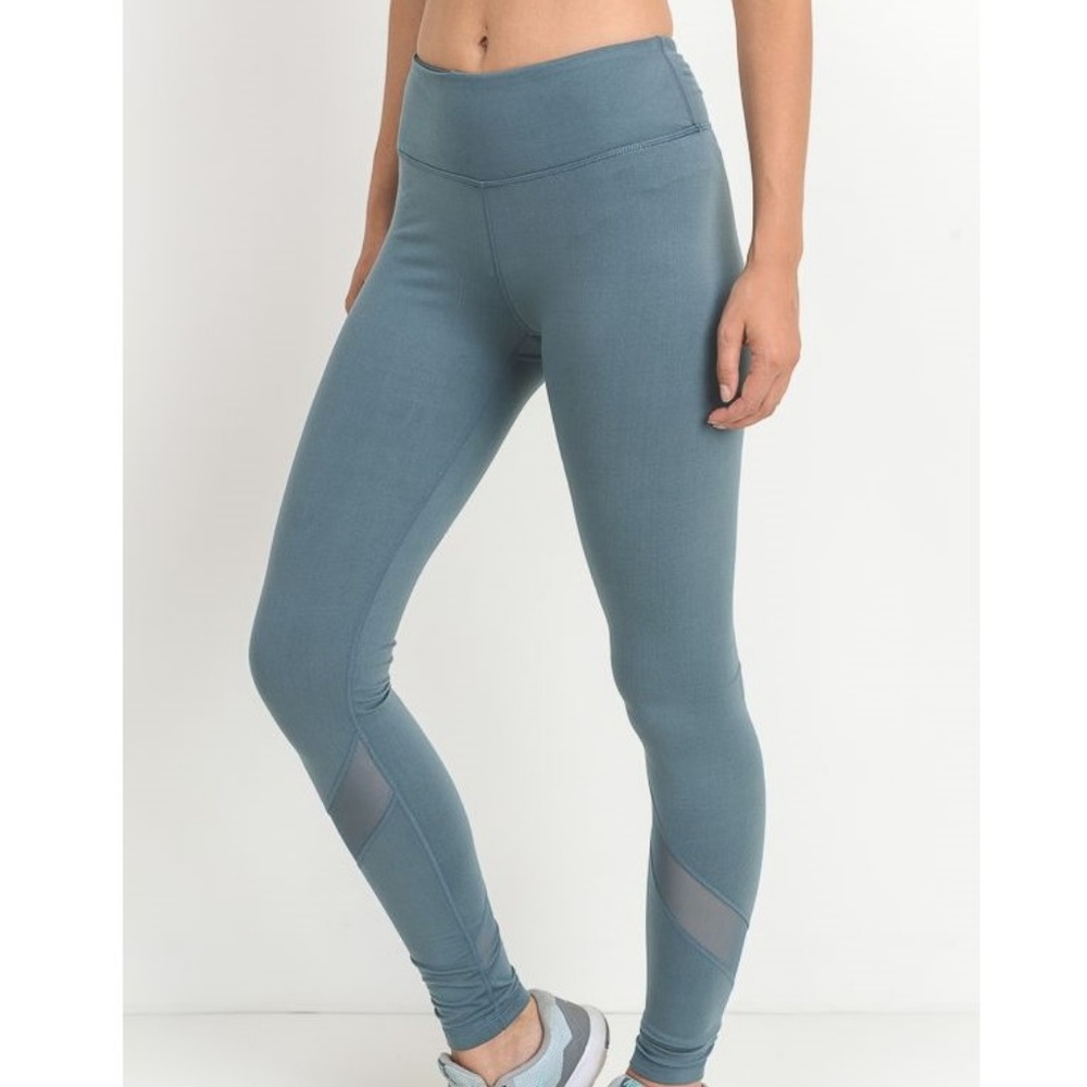 LIGHT TEAL MESH PANELS FULL LEGGINGS